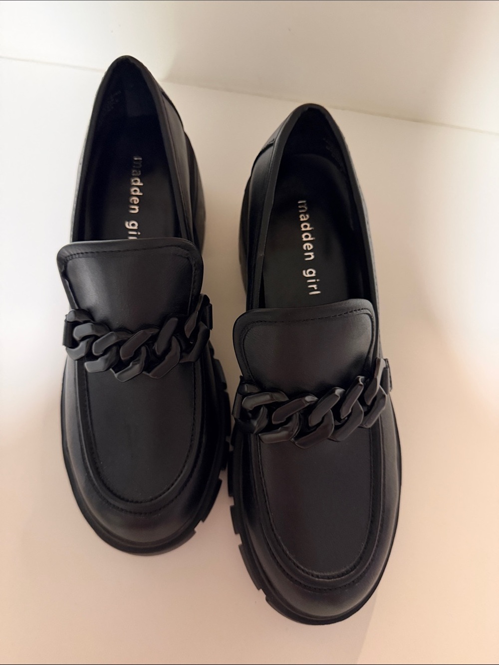 Madden Girl Black Chain-Trim Men's Slip-On Loafers